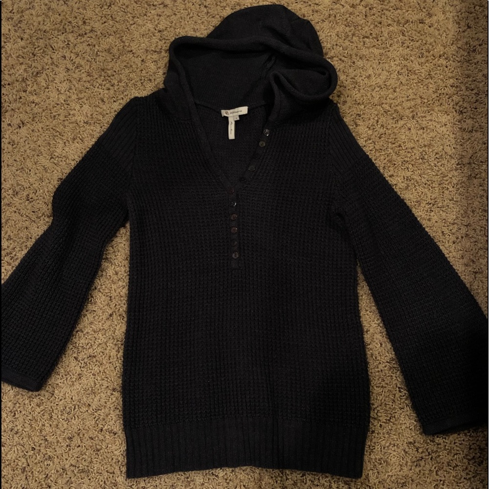 Button Sweater w Hood (Purple)